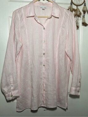 - J jill. Linen‎ pink women’s top , long sleeves Sz S